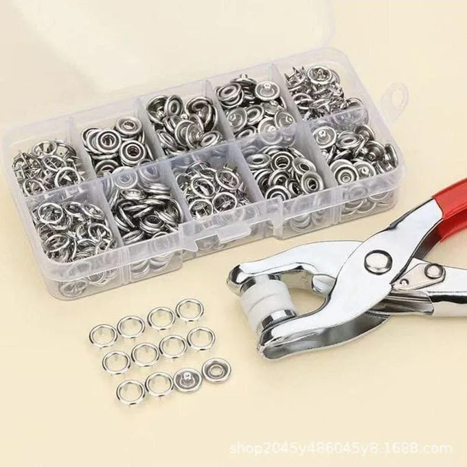 Photo 2 de Pince de pose de boutons-pression métalliques avec boîte de rangement – Outil pratique pour la coutu